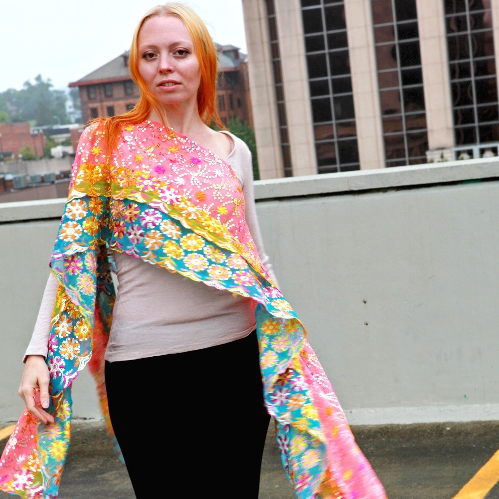 Exclusive, vintage, embroidered Indian wrap!